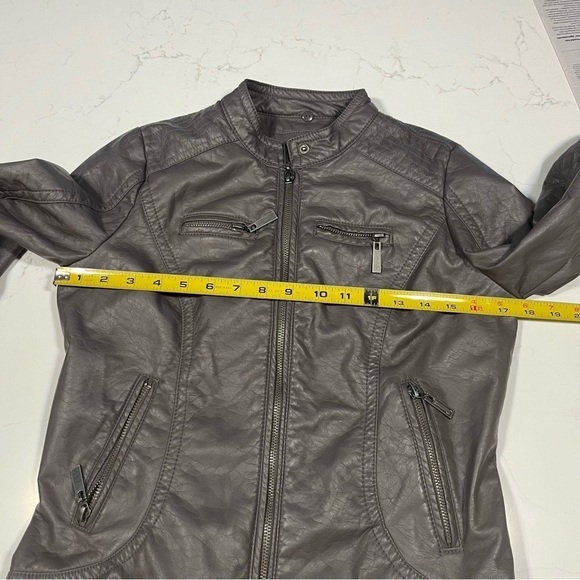 J2 Gray Faux Leather Zip Bomber Jacket Medium - Picture 11 of 14